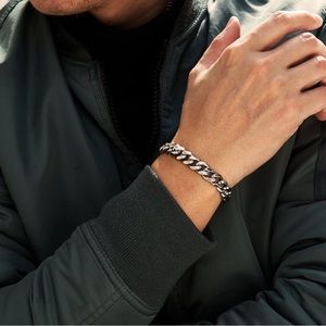 ✨Oliver 18K White Gold Curb Cuban Chain 10mm Bracelet 7.5”